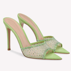 2026 Summer New European American Style One-Strap Stiletto High-<b>Heeled</b> Sandals Feminine Pointed Toe Outerwear Fashionable Dress - Product Image 5