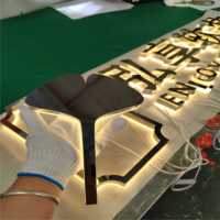Enseigne lumineuse LED 3D personnalisée en acier inoxydable, lettres rétroéclairées, logo métallique à effet halo, publicité directionnelle pour entreprise