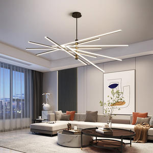 Nouveau lustre LED long en forme de bande dorée, luminaire de plafond, <span class=keywords><strong>suspension</strong></span> Sputnik, lumières pendantes en forme de feu d'artifice pour chambre à coucher - Product Image 5