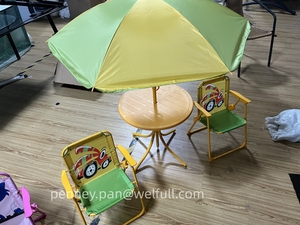 Vente en gros Ensemble de jardin pour enfants en plein air Ensemble de <span class=keywords><strong>3</strong></span> chaises en fer avec <span class=keywords><strong>table</strong></span> pliante pour enfants et terrasse avec parapluie - Product Image 6