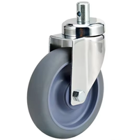 Roue antistatique en polypropylène à roulement à billes simple, capacité de charge 110 kg, pivotante pour chariot à bagages d'aéroport et d'hôtel
