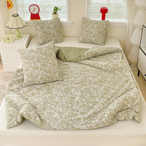 Seyana <b>Pillow</b> Blanket 40x40cm Unfolded To 105x145cm Pure Cotton Printed Plants And Flowers Design For Bed Or Sofa Use - Product Image 1