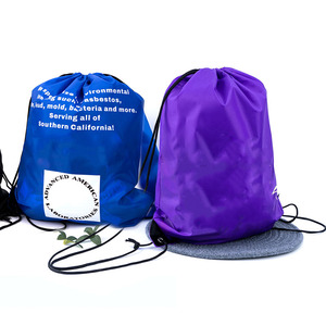 Custom Logo Waterproof Soft Promotional Gift Polyester Drawstring Shopping Bag Sport Gym Backpack Reusable Large Capacity