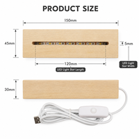 Base de lampe de nuit intelligente, base de lampe à illusion 3D, support en bois lumineux à LED, support de lampe à boule de cristal acrylique, base de lampe de nuit DIY USB