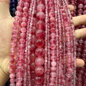 Cuentas Sueltas Redondas de <span class=keywords><strong>Jade</strong></span> Dong Ling con Degradado Rosa Cereza Natural, Venta al por Mayor, Suministros para Hacer Joyas, Pulseras y Collares - Product Image 1