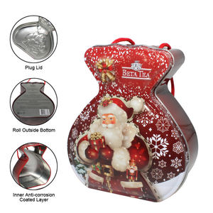 กระป๋องคริสต์มาสรูปทรงถุงผ้าที่ทนทาน ใช้ซ้ำได้สำหรับเก็บชา ขนม และของชำร่วยในงานเทศกาลต่างๆ - Product Image 4