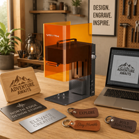 Satu Mesin Penanda Laser Sumber Cahaya Ganda Mini yang Digunakan untuk Kustomisasi Cangkir, Ornamen, Dompet, Kartu, dan Tas