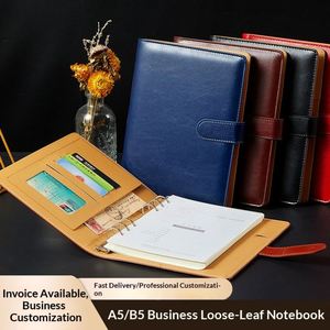Agenda A5 de Cuero PU, 100 Hojas, Tapa Dura, Cierre Magnético, Resistente al Agua, con Calendario y Hojas Sueltas de Seis Anillas - Product Image 3