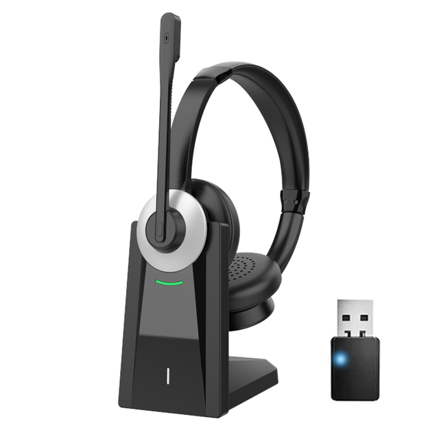 ENC Noise Cancelling Wireless  Headphone with Microphone for Call Center Office Business Telephone Use