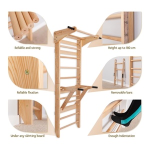 บันไดฝึกความแข็งแรง ยืดกล้ามเนื้อ บันไดสวีเดน บาร์ติดผนัง บันไดไม้เอนกประสงค์ สำหรับออกกำลังกายที่บ้าน - Product Image 3