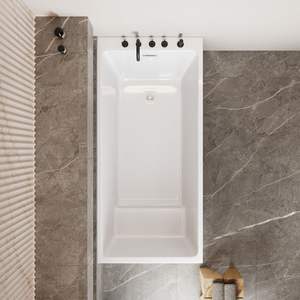 Petite <span class=keywords><strong>baignoire</strong></span> carrée profonde autoportante avec robinet sur pied pour trempage - Product Image 1