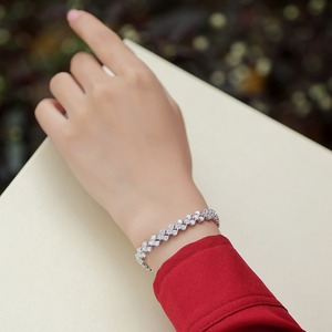 Zanlong L21852 cuore <span class=keywords><strong>roma</strong></span> tre principessa taglio Moissanite combinazione mosaico fila amore cubano catena <span class=keywords><strong>Tennis</strong></span> bracciale in oro - Product Image 3