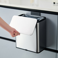 Poubelle à compost rectangulaire pour cuisine 7L (1,85 Gal) en acier inoxydable avec seau intérieur amovible, compartiment désodorisant et couvercle basculant