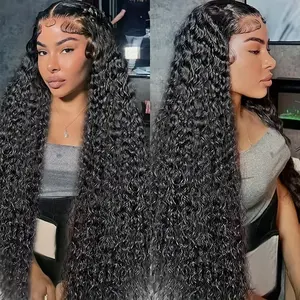 13x4蕾丝正面高清生人发假发无胶预拔水波卷发风格黑色女性直假发 - Product Image 2