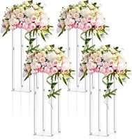 Geetery – Lot de 4 grands vases en acrylique, centres de table de mariage, colonnes transparentes pour fleurs, décorations de table géométriques et élégantes