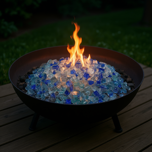 Piedras de Vidrio para Chimenea Color Azul Cobalto Transparente de 1/2 Pulgada, Accesorios para Fogatas, 10 Libras - Product Image 2