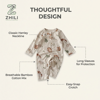 Combinaison pour bébé Zhili, nouvelle collection printemps/automne, vêtements pour nourrissons, pur coton respirant, imprimé fruits et animaux, unisexe, fermeture à boutons cachés
