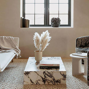 Table en marbre moderne sur mesure pour salon, hôtel, cuisine - Design Calacatta naturel poli de luxe, résistant à l'eau - Product Image 2