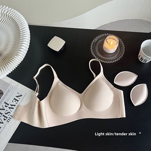 Sujetador de punto sin costuras con tirantes ajustables, copa completa, fino, suave, con tiras de gel 3D, push-up, cuello en V, talla grande, para uso diario - Product Image 5