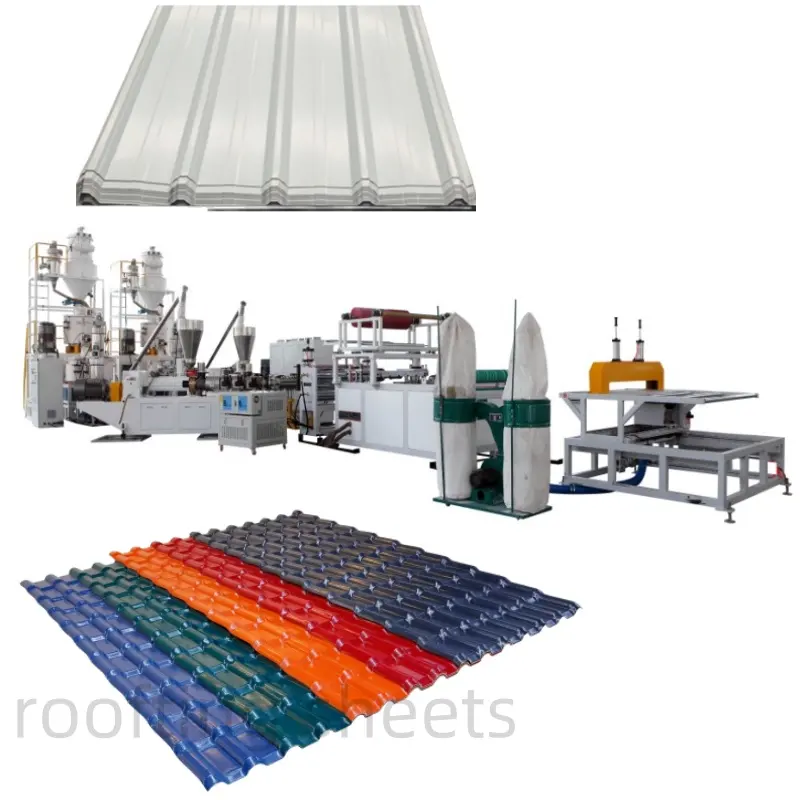 유약 지붕 타일 압출 라인 플라스틱 PVC 골판지 지붕 타일 시트 압출기 생산 라인 만들기 기계