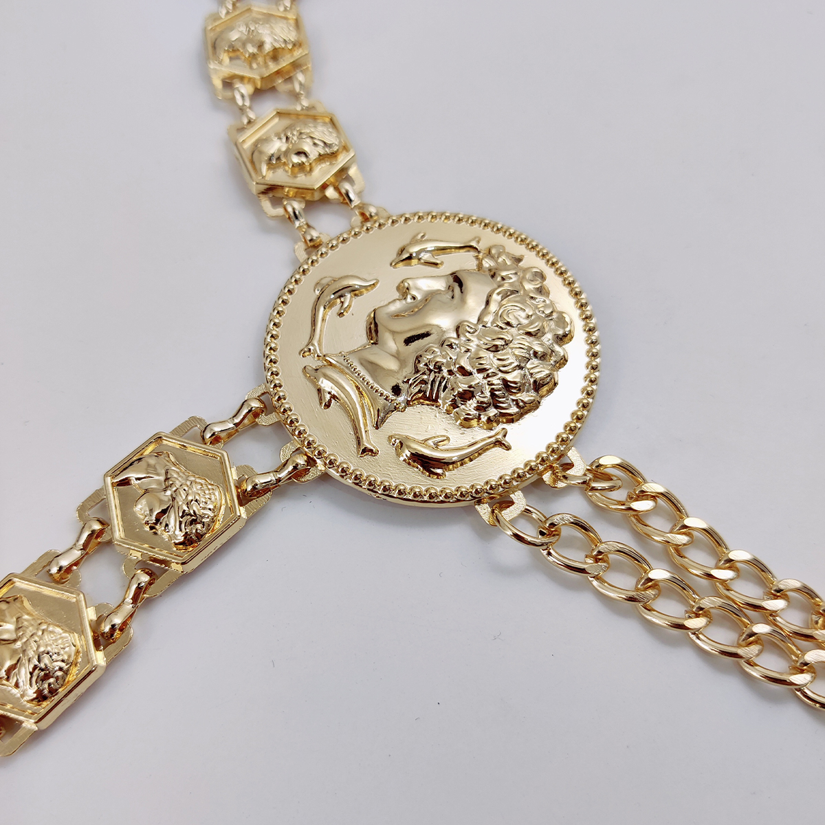 slim fit dress slacks Chained Up Gold Chain Belt