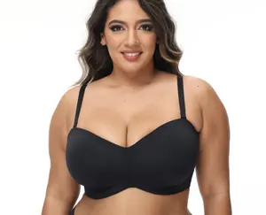 Roupa íntima feminina sem alças, sutiã sem alças para vestido noturno, sutiã personalizado de alto suporte para uso diário, sem costura, para adultos, plus size, pele de bronze