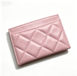 Porte-cartes matelassé en cuir véritable, portefeuille fin unisexe, motif géométrique, fermeture ouverte, longueur courte - Product Image 5