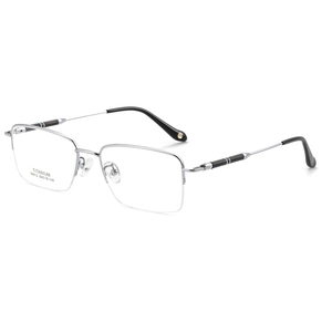 Monture optique classique en titane massif doré, branches en bois d'ébène et bois de rose, verres AC, placage IP diamant, anti-lumière bleue - Product Image 3