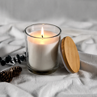 Bocaux à bougies vides en verre transparent parfumé de 8 oz avec couvercles en bambou, étiquettes personnalisées de luxe pour la fabrication de bougies et la décoration intérieure