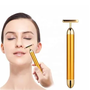 Bâtonnet de massage facial électrique 24K Or Rose en forme de T pour le lifting et le raffermissement de la peau – Instrument de beauté électrique - Product Image 1