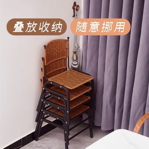 เก้าอี้หวายพร้อมพนักพิง ความกว้างที่นั่ง 29 ซม. เก้าอี้พักผ่อนกลางแจ้งในร่มสำหรับห้องนั่งเล่นระเบียงห้องรับประทานอาหาร - Product Image 4