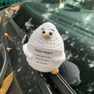 Adorno de gaviota <span class=keywords><strong>feliz</strong></span> hecho a mano al por mayor con tarjeta de mensaje positivo, regalo para aliviar el estrés para cualquier ocasión - Product Image 1