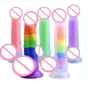 Gelatina artificial vibratória colorida, pênis artificial grande para homens e mulheres, ponto g, masturbação, brinquedo sexual macio, plug anal gigante