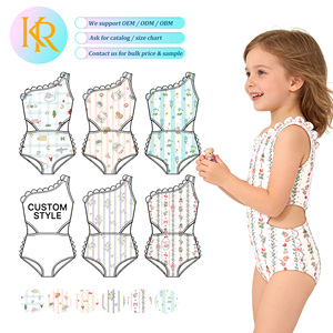 KR Mädchen Einteiliger Sommer-Bikini für Kinder Lässiger Schnür-Badeanzug mit Aufdruck Baby-Badeanzug - Product Image 1