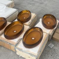 Vente flash MILUO Lavabo de comptoir moderne ovale en résine transparente 9L Garantie 3 ans pour hôtel de luxe Fabriqué en Chine