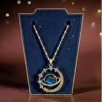 Jeutelis 18K Or En Acier Inoxydable Lien Chaîne Collier Zircon Amour Couple Soleil Lune Planète Romantique Mode Pendentif pour Femmes Cadeau