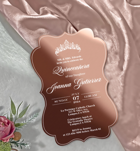 Invitations <span class=keywords><strong>de</strong></span> Quinceanera en acrylique miroir or rose 15e anniversaire invite à une fête en boîte avec sceau <span class=keywords><strong>de</strong></span> cire personnalisé et <span class=keywords><strong>couronne</strong></span> <span class=keywords><strong>de</strong></span> princesse - Product Image 2