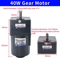 Motor de Engranajes de CA de Velocidad Variable de 40W con Controlador de Velocidad, Motor de Inducción Monofásico de 110V/220V, Kit de Eje de 12mm