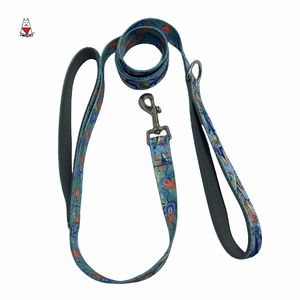 豪华高级狗皮带尼龙宠物皮带柔软氯丁橡胶手柄时尚印花图案个性化适合中小型大狗 - Product Image 5
