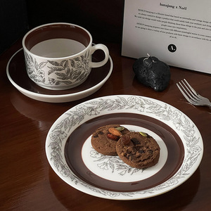 Plato <span class=keywords><strong>de</strong></span> Presentación FENN para Desayuno Francés, Diseño Floral Retro <span class=keywords><strong>de</strong></span> Cerámica, Plato Italiano para Pasta, con Patrón Esmaltado, para Bodas - Product Image 3