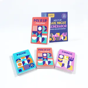 Kartu permainan bercetak kustom warna penuh untuk pesta malam hari anak-anak dicetak pabrik kartu permainan set pasangan permainan dek dengan kotak