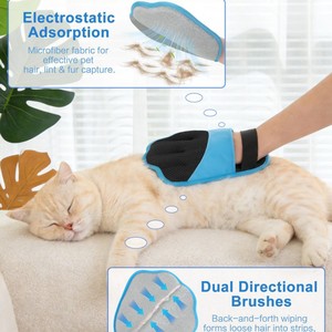 Gant de toilettage pour animaux Wopett bleu 8,3 pouces, conception à cinq doigts pour grands chiens, brosse de toilettage avec sangle fixe et double sens de brossage - Product Image 3