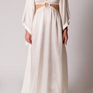 ชุดเดรสยาวลำลองสำหรับผู้หญิงแบบสั่งตัดได้สำหรับฤดูร้อน แขนยาวเว้าหลัง คอวีลึก เหมาะสำหรับใส่ไปชายหาด - Product Image 3