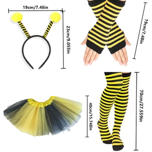 Disfraz de Abeja HLC - Diadema con Antenas, Falda Tutú, Calentadores de Piernas y Guantes <span class=keywords><strong>Largos</strong></span> para Halloween y Navidad - Product Image 3
