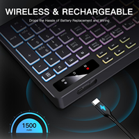 Teclado Inalámbrico Silencioso de Tamaño Completo 2.4G, Membrana Recargable, Retroiluminación RGB, Soporte para Tablet y Teléfono, Teclas Multimedia para IOS y Windows