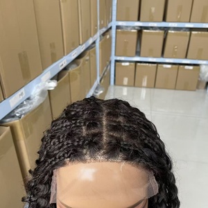 Peluca de Cabello Humano Virgen Brasileño con Encaje, Estilo Africano, <span class=keywords><strong>Trenzas</strong></span> <span class=keywords><strong>en</strong></span> Caja, Cabello Corto y Rizado, con Baby Hair, 300% de Densidad - Product Image 5