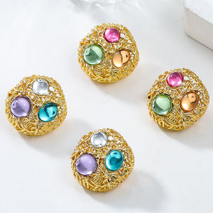 2024 Fashion Jewelry Women's Bohemian Women Bohemian <strong>Bird</strong> <strong>Nest</strong> Alloy Woven Round Earrings Resin Round <strong>Gold</strong> Stud Earrings Jewelry - Product Image 1