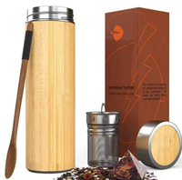 Botol air vakum dari kayu, termos bambu Stainless Steel