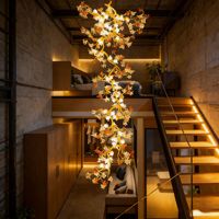 Lustre d'hôtel personnalisé en acier inoxydable doré avec éclairage LED, commande par bouton, installation facile, escalier creux rotatif