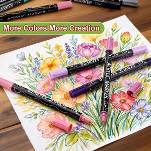 Wholesale Acrylic Markers Custom 120-Color Double Headed Acryl Paint Marker Pen Sets for Rock Ceramic <b>Painting</b> Manufacturer - Product Image 2